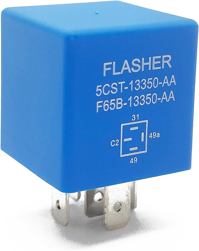 GROBARPART 5 pin 12 Volt Turn Signal Flasher Relay for Lights Compatible with Ford 1995-2014 F350 F150 F250 F350 Super Duty Escape Excursion Expedition 5C3T-13350-AA F65B-13350-AA Hazard Warning Relay - Image 1